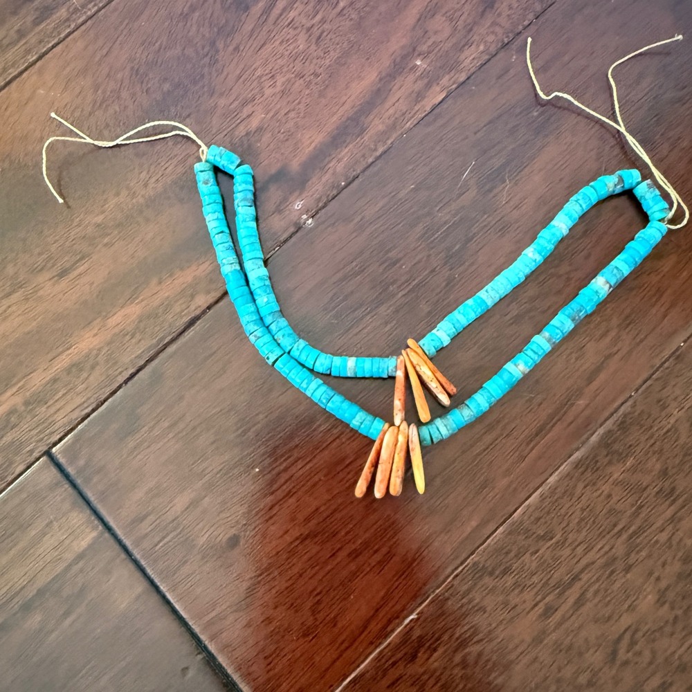 Genuine Turquoise Coral Heishi Double Strand Bracelet Southwestern Artisan